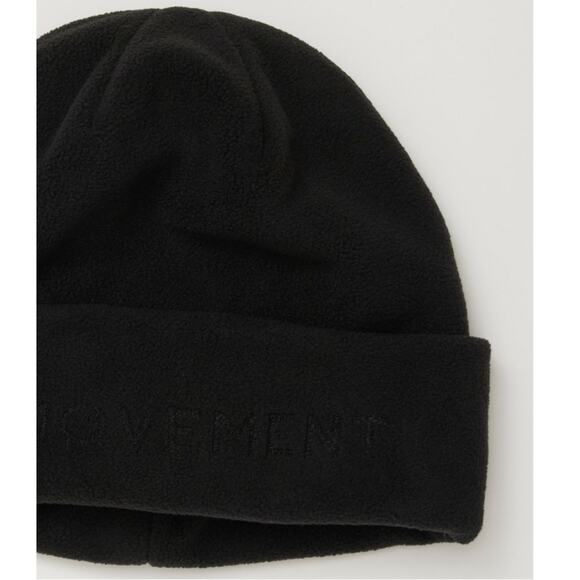 Free People FP Movement Spellout Fleece Flat Out Cuffed Beanie Hat in Black - Picture 4 of 8